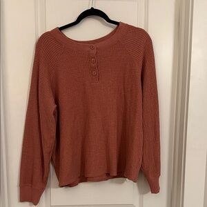 Waffle Knit Long Sleeve Top